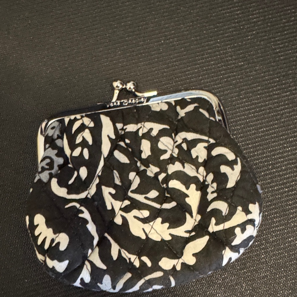 Vera Bradley Black and Gray Quilted Wristlet